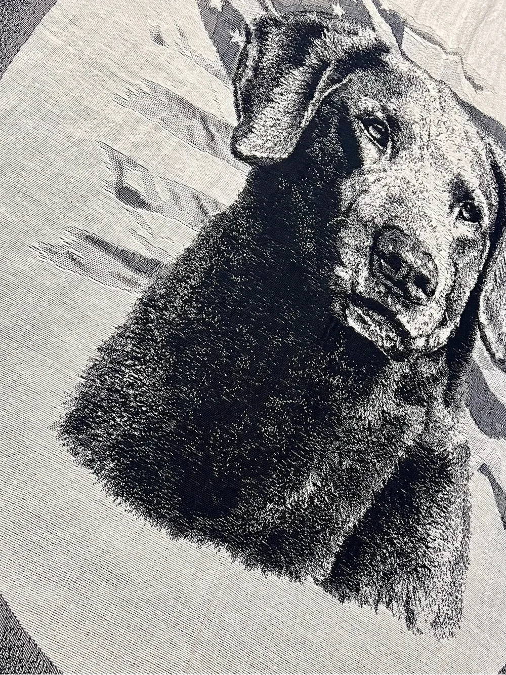 VTG Patriotic Black Labrador Woven Cotton Tapestry Throw Blanket USA 53x72”
